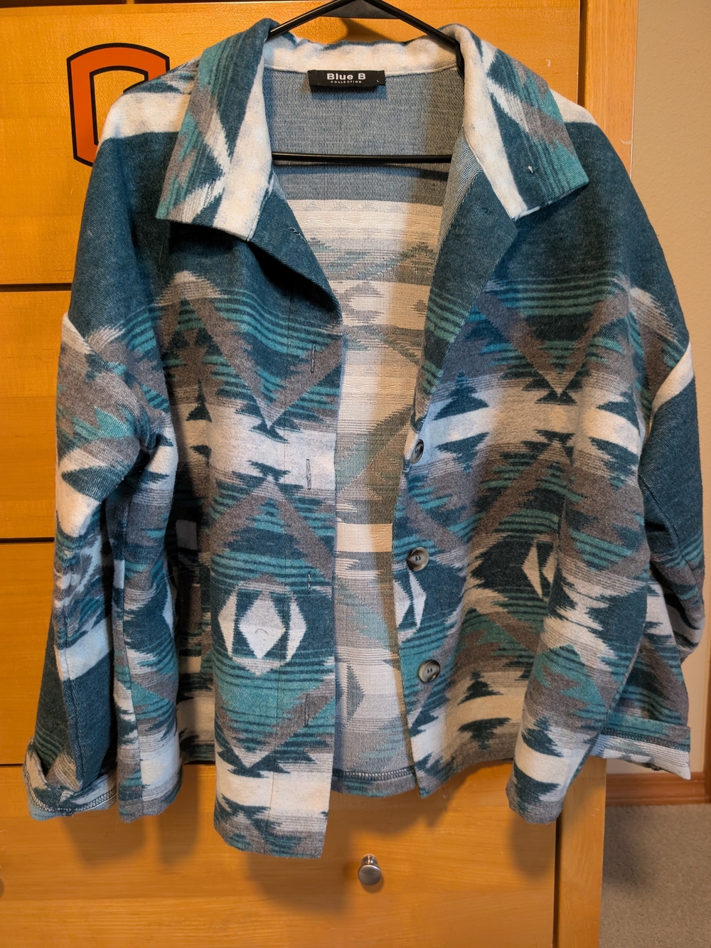 Teal Aztec-Print Utility Jacket
